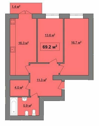 2-комнатная 69.2 м² в ЖК Квартал Карпатский от 12 900 грн/м², Ивано-Франковск