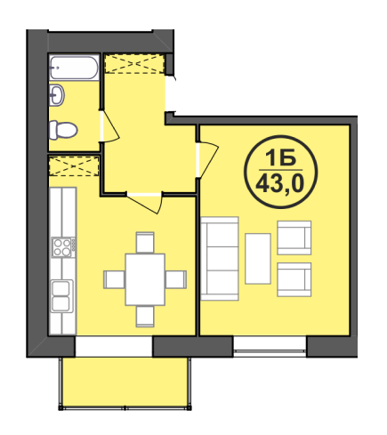 1-комнатная 43 м² в ЖК Городок Центральный от 12 300 грн/м², Ивано-Франковск