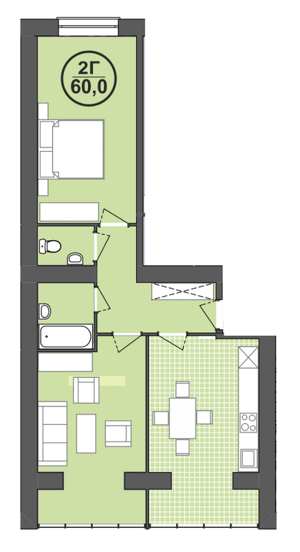 2-комнатная 60 м² в ЖК Городок Центральный от 11 000 грн/м², Ивано-Франковск