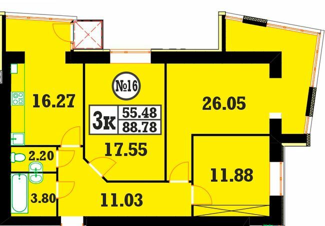 3-кімнатна 88.78 м² в ЖК Кардамон від 19 200 грн/м², Хмельницький