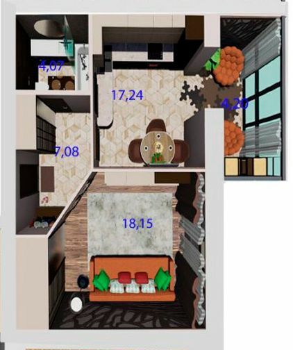 1-комнатная 50.16 м² в ЖК Радужный от 13 500 грн/м², г. Каменец-Подольский