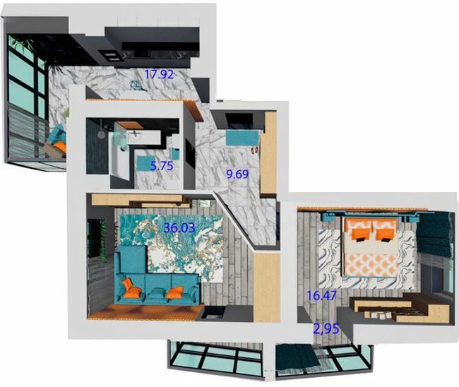 2-комнатная 72.65 м² в ЖК Радужный от 13 500 грн/м², г. Каменец-Подольский