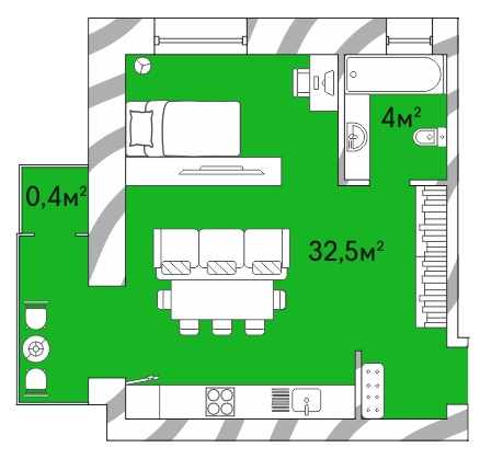 1-кімнатна 38.7 м² в ЖК Затишний Двір-2 від 17 500 грн/м², Луцьк