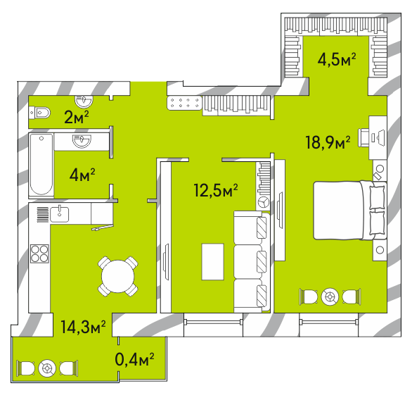 2-кімнатна 64.8 м² в ЖК Затишний Двір-2 від 15 900 грн/м², Луцьк