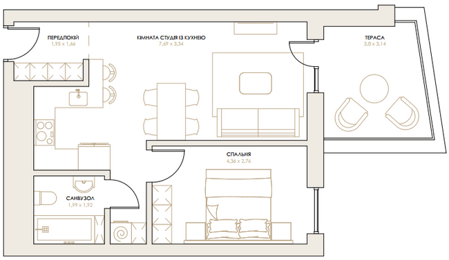 1-комнатная 49.66 м² в ЖК Artynov Hall от 30 200 грн/м², Винница