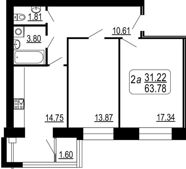 2-комнатная 63.78 м² в ЖК Семейный комфорт от 14 300 грн/м², Винница