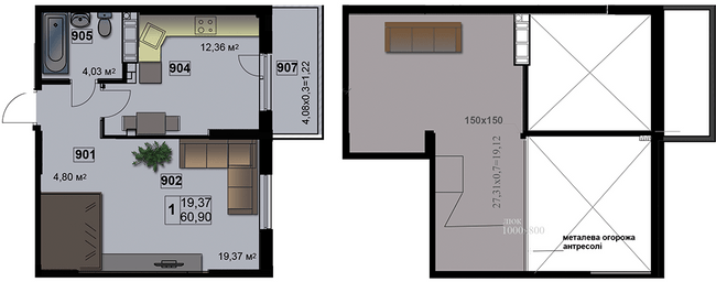 Двухуровневая 60.9 м² в ЖК Абрикос от 17 900 грн/м², Житомир