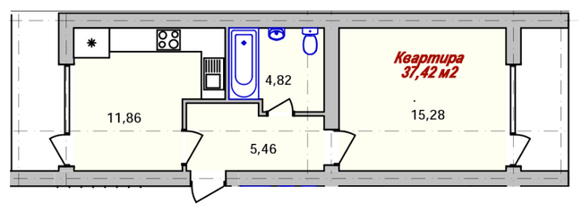 1-комнатная 37.42 м² в ЖК ECOtown от 19 200 грн/м², Ужгород