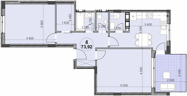 2-кімнатна 73.92 м² в ЖК Bavaria Group від 18 650 грн/м², Ужгород