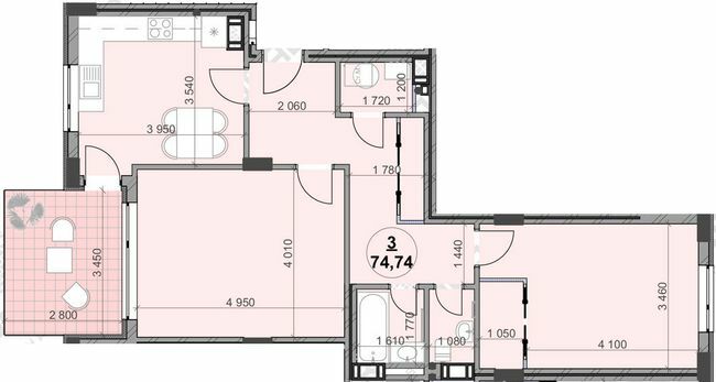 2-кімнатна 74.74 м² в ЖК Bavaria Group від 18 150 грн/м², Ужгород