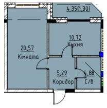 1-кімнатна 42.77 м² в ЖК Графіт від 16 000 грн/м², Ужгород