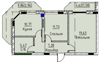 2-комнатная 59.22 м² в ЖК Графит от 16 000 грн/м², Ужгород