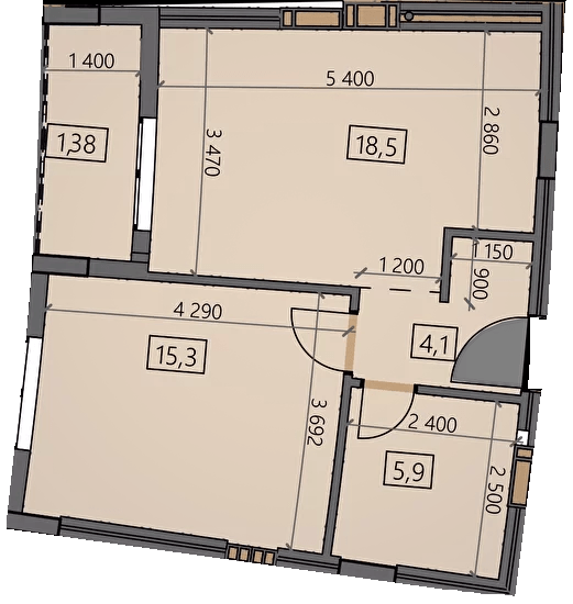 1-кімнатна 45.15 м² в ЖК Crystal від 23 150 грн/м², Ужгород