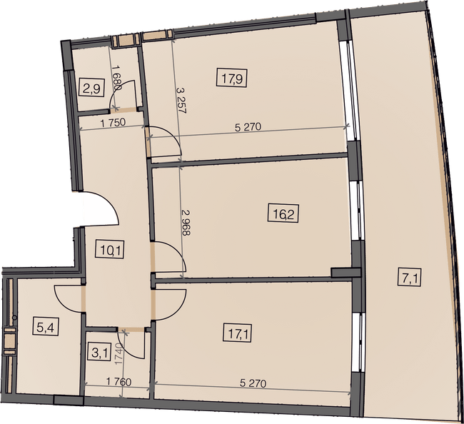 2-комнатная 79.68 м² в ЖК Crystal от 19 150 грн/м², Ужгород