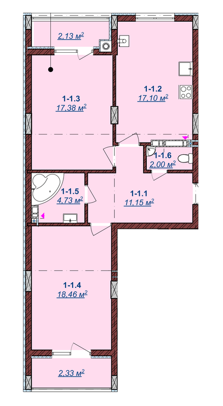 2-комнатная 75 м² в ЖК Счастливый от 16 500 грн/м², Ужгород