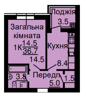 1-кімнатна 36.7 м² в ЖК Львівський затишок (Львівський маєток) від 21 600 грн/м², с. Софіївська Борщагівка