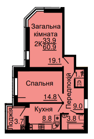 2-кімнатна 60.9 м² в ЖК Львівський затишок (Львівський маєток) від 20 600 грн/м², с. Софіївська Борщагівка