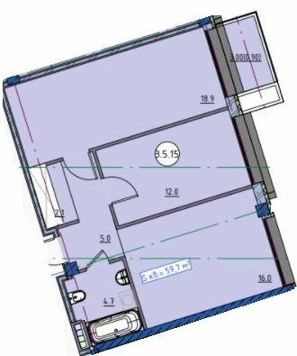 2-комнатная 59.7 м² в ЖК Пространство у Стамбульского парка от 44 150 грн/м², Одесса