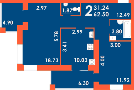 2-кімнатна 62.5 м² в ЖК Park Residence від 19 500 грн/м², Запоріжжя