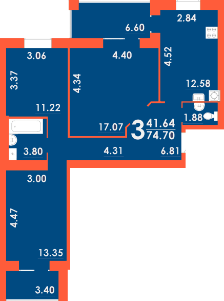 3-кімнатна 74.7 м² в ЖК Park Residence від 19 500 грн/м², Запоріжжя