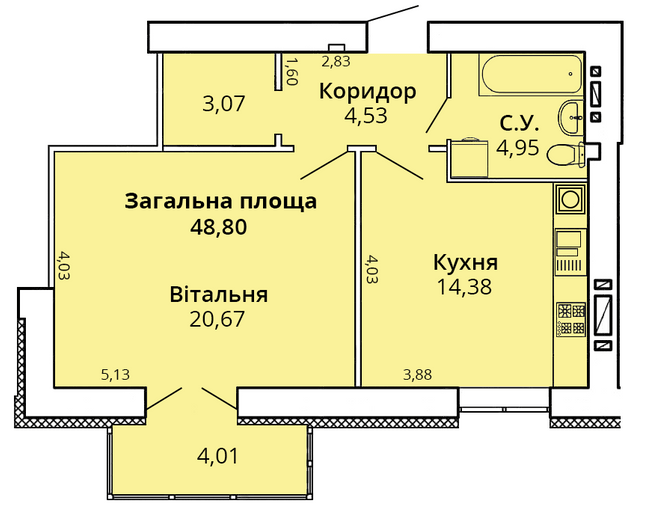 1-комнатная 48.4 м² в ЖК Премьер Хаус от 20 300 грн/м², Николаев