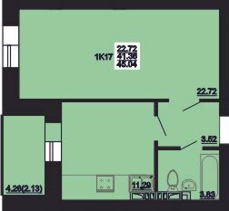 1-комнатная 45.04 м² в ЖК Мирный от 18 500 грн/м², с. Россошенцы