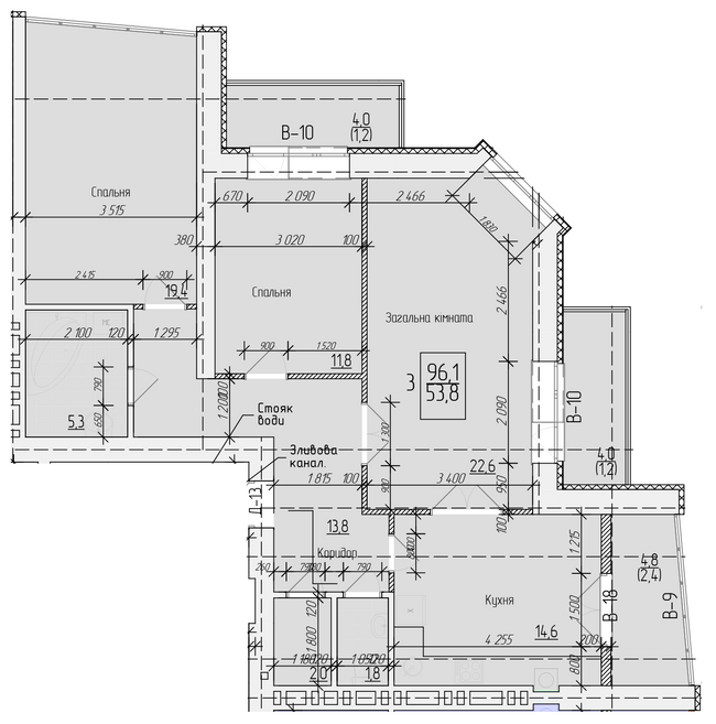 3-комнатная 96.1 м² в ЖК на ул. Петра Калнышевского от 16 000 грн/м², г. Кременчуг