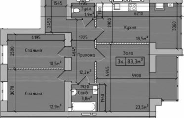 3-комнатная 83.3 м² в ЖК Центральный от 15 000 грн/м², г. Кременчуг