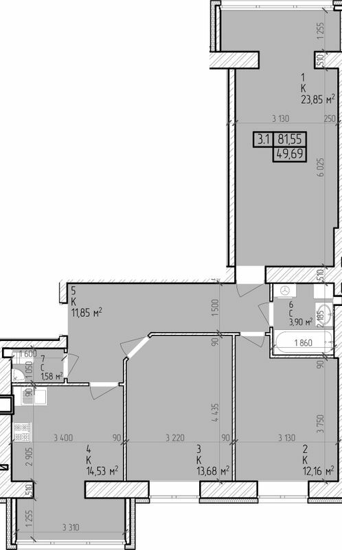 3-кімнатна 81.55 м² в ЖК Центральний від 14 500 грн/м², м. Горишні Плавні