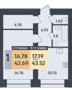 1-кімнатна 42.69 м² в ЖК Династія від 24 000 грн/м², Полтава