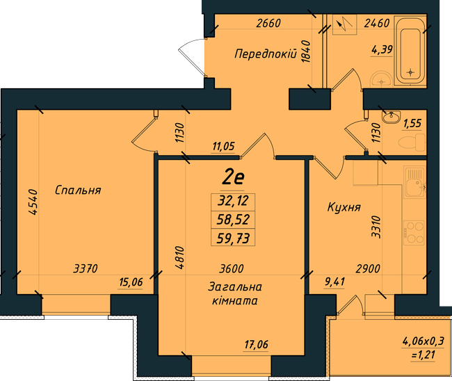 2-комнатная 59.73 м² в ЖК на ул. Никитченко, 3 от 17 100 грн/м², Полтава