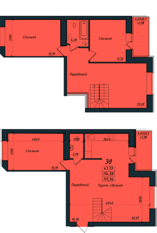 Двухуровневая 117.34 м² в ЖК на ул. Никитченко, 3 от 16 000 грн/м², Полтава