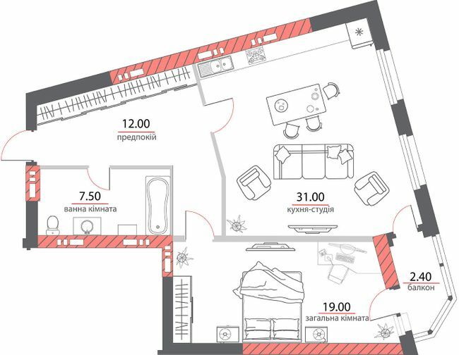 1-комнатная 74.9 м² в ЖК на ул. Пилипа Орлика, 26 от 36 900 грн/м², Полтава