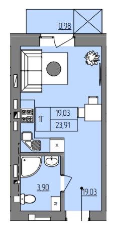 1-комнатная 23.91 м² в ЖК Синергия Color от 16 500 грн/м², Ровно