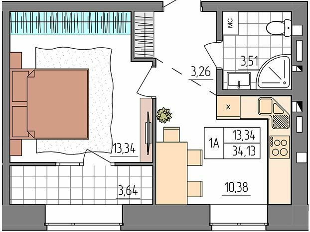 1-комнатная 34.13 м² в ЖК Синергия Glass от 16 500 грн/м², Ровно