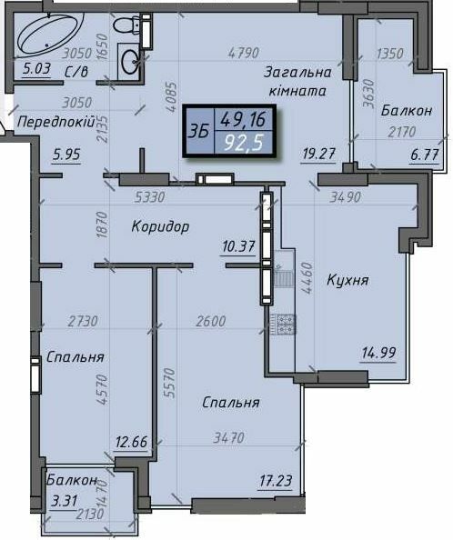 3-комнатная 92.5 м² в ЖК Iceberg от 17 100 грн/м², Сумы