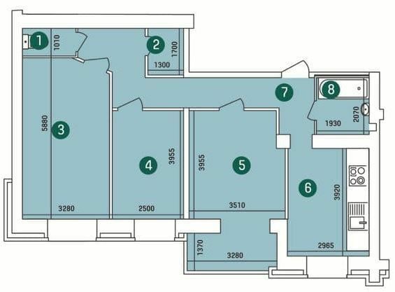 3-кімнатна 89.42 м² в ЖК Зарічний від 15 500 грн/м², Суми