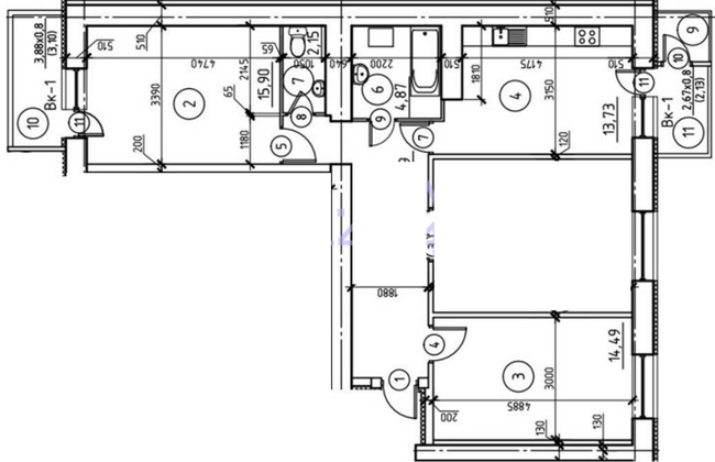 3-комнатная 93.18 м² в ЖК Эспланада от 16 800 грн/м², Сумы