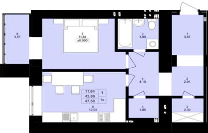 1-комнатная 47.5 м² в ЖК Уютный двор от 15 000 грн/м², Тернополь