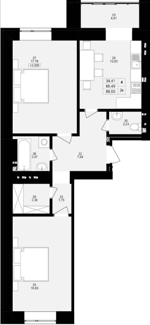 2-комнатная 69.5 м² в ЖК Уютный двор от 15 000 грн/м², Тернополь