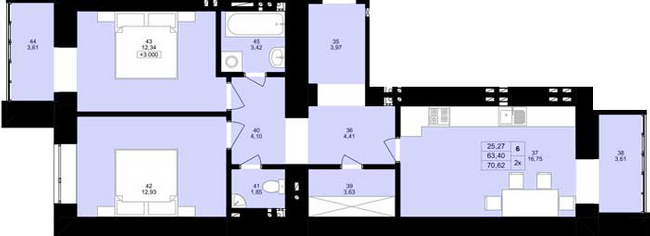 2-комнатная 70.62 м² в ЖК Уютный двор от 15 000 грн/м², Тернополь