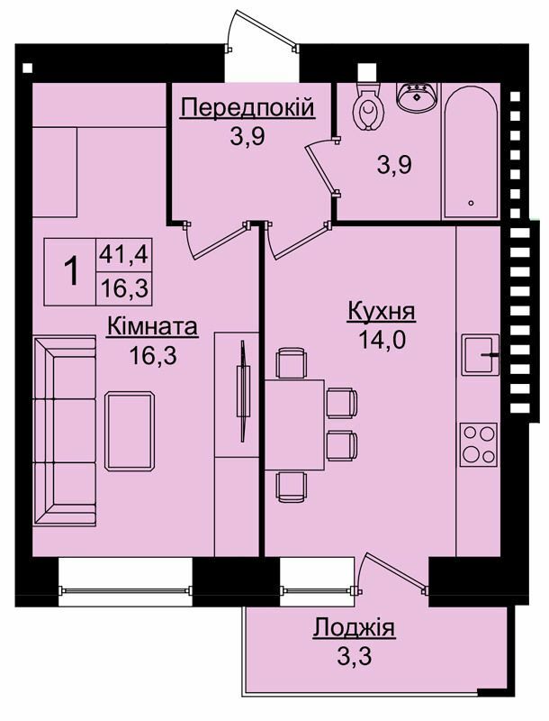 1-кімнатна 41.4 м² в ЖК Затишний дім від 18 300 грн/м², Тернопіль