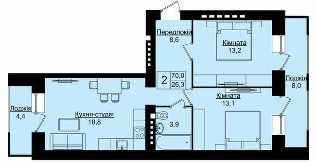 2-комнатная 70 м² в ЖК Уютный дом от 15 000 грн/м², Тернополь