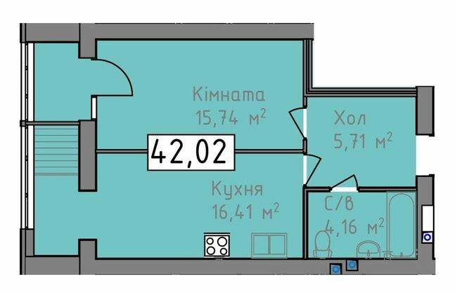 1-кімнатна 42.02 м² в ЖК Status від 18 350 грн/м², Херсон