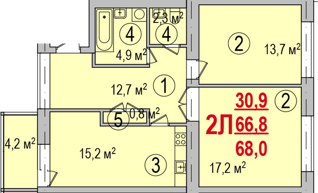 2-кімнатна 68 м² в ЖК Парк Стоун від 12 800 грн/м², Херсон