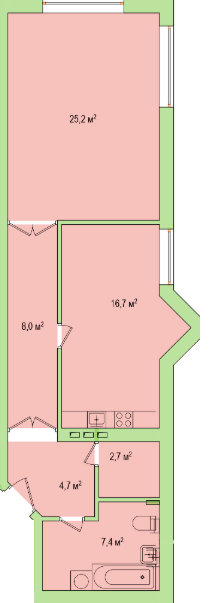 1-кімнатна 64.7 м² в ЖК Парк Стоун від 12 800 грн/м², Херсон