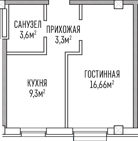1-комнатная 32.86 м² в ЖК Лондон Парк от 37 800 грн/м², Киев