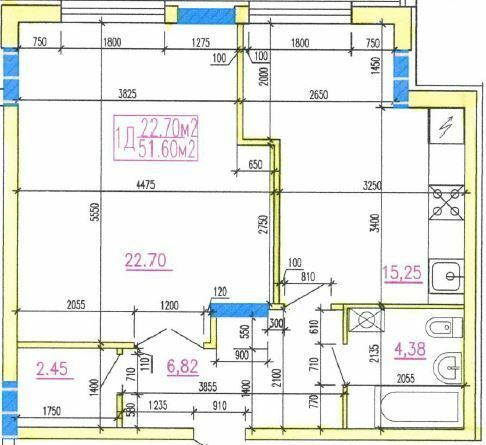 1-комнатная 51.6 м² в ЖК на вул. Тараскова, 5 от 17 500 грн/м², Черкассы