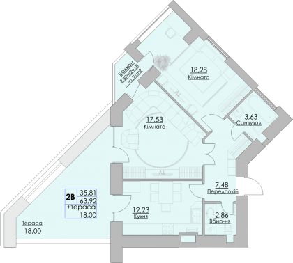 2-кімнатна 81.92 м² в ЖК Греків Ліс від 20 150 грн/м², м. Умань