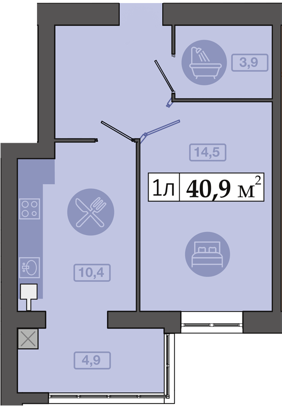 1-кімнатна 40.9 м² в ЖК Щасливий у Дніпрі від 20 300 грн/м², Дніпро